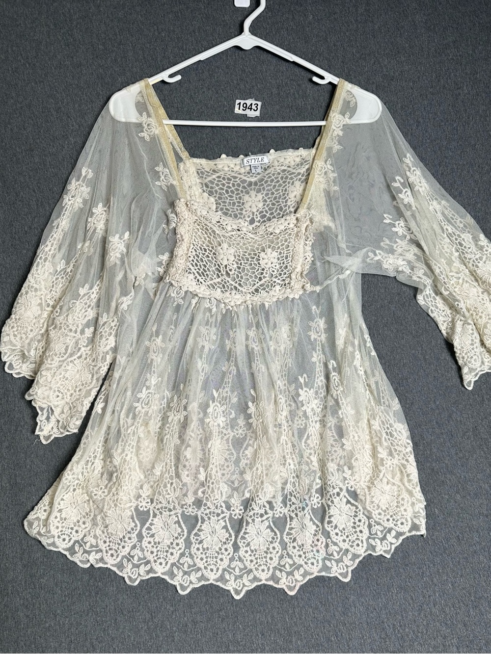 Style & Co. Cream Lace Overlay Blouse